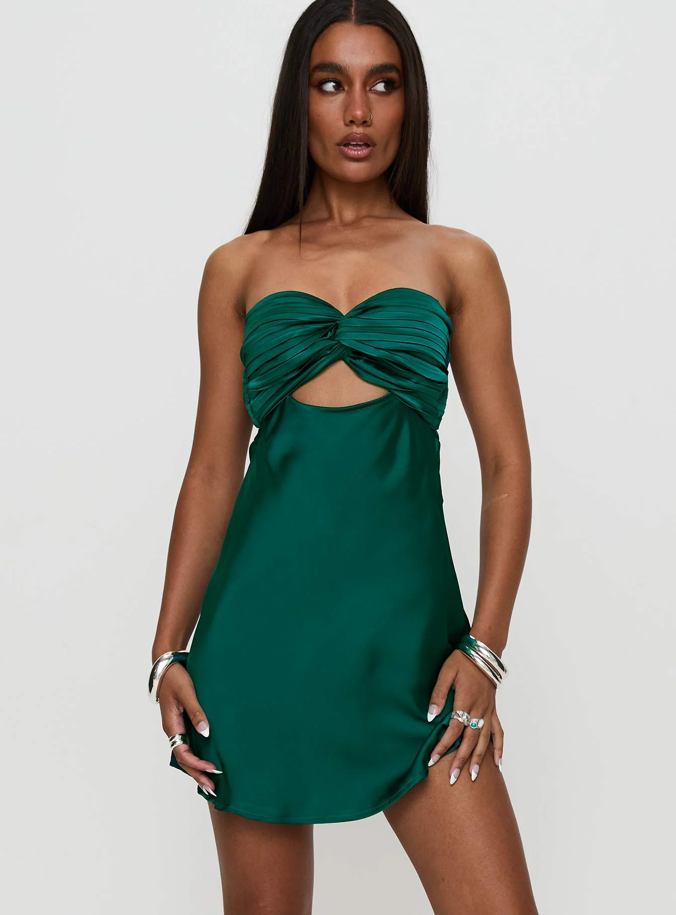 Faviola Mini Dress Emerald - Image 2