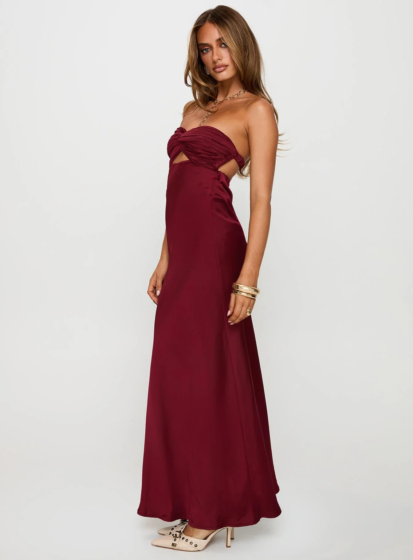 Faviola Strapless Maxi Dress Burgundy - Image 4