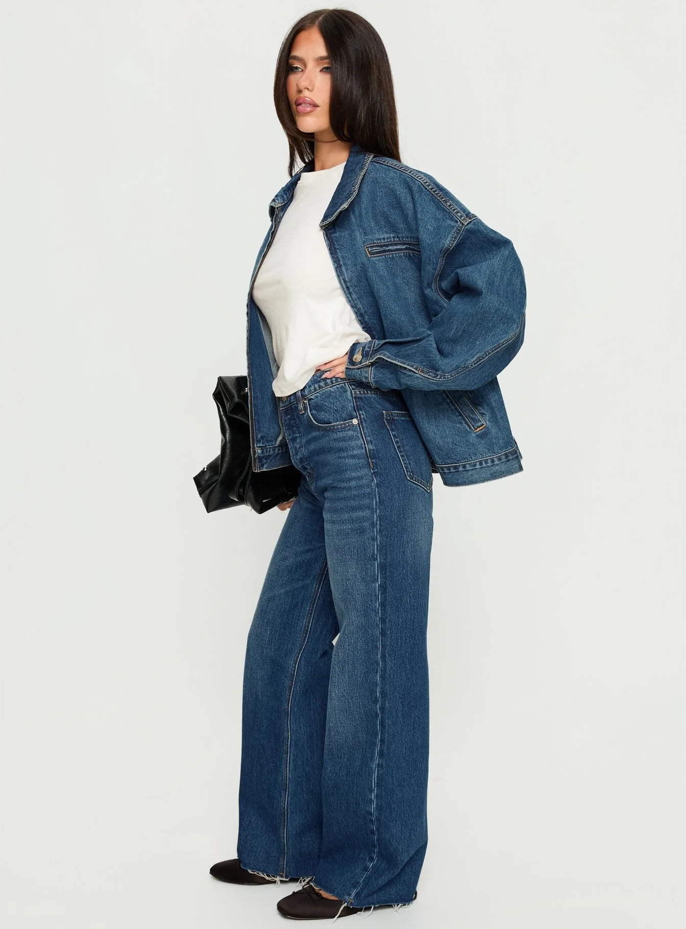 Fawcett High Rise Straight Leg Jeans Dark Blue Wash - Image 4