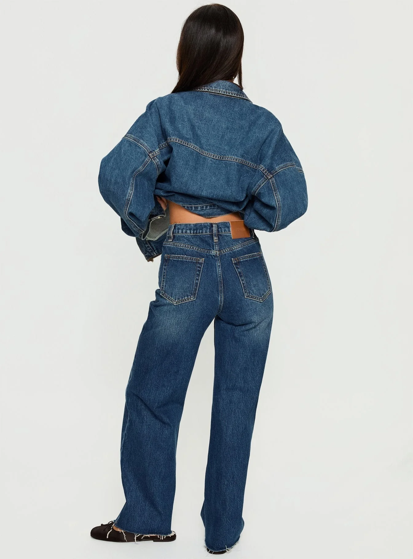 Fawcett High Rise Straight Leg Jeans Dark Blue Wash - Image 5