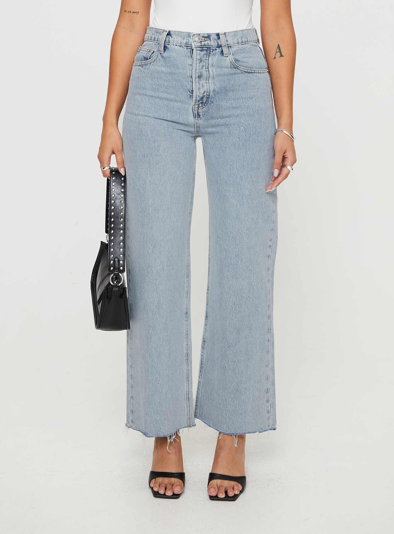 Fawcett High Rise Straight Leg Jeans Light Blue Wash - Image 2