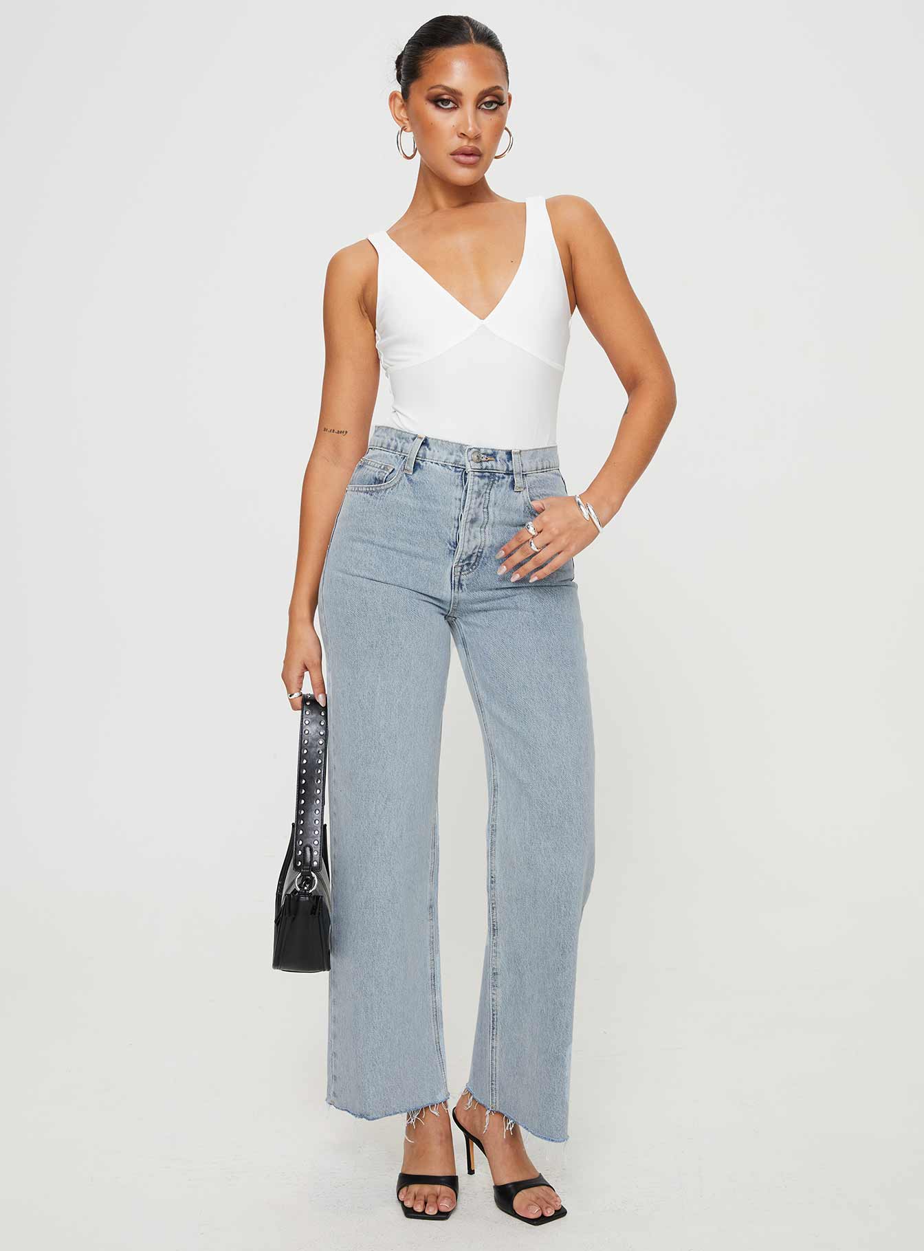 Fawcett High Rise Straight Leg Jeans Light Blue Wash - Image 3