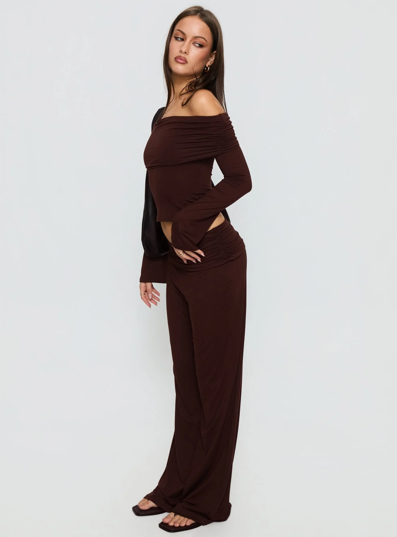 Fawne Ruched Folded Pants Brown - Image 4