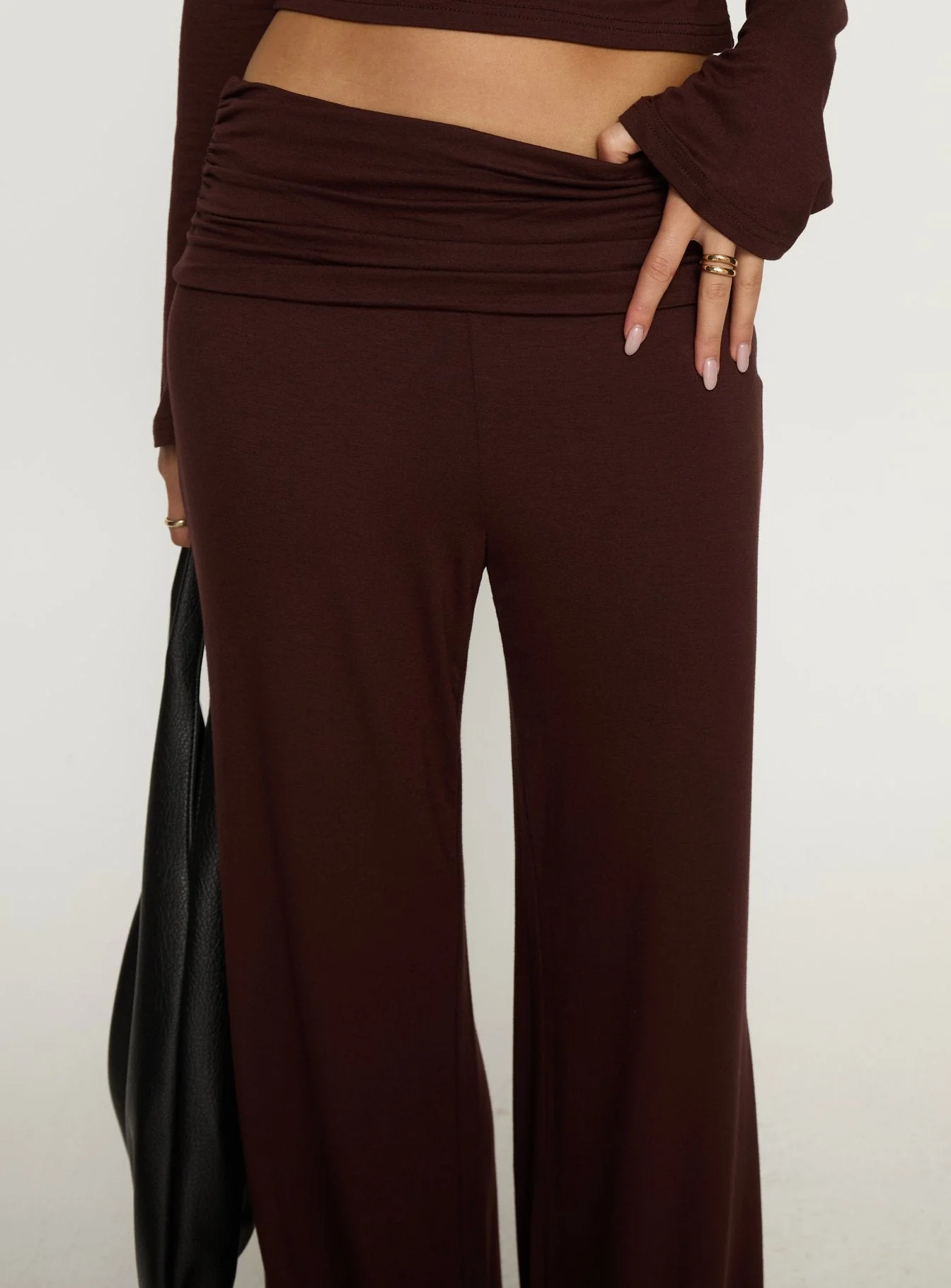 Fawne Ruched Folded Pants Brown - Image 6