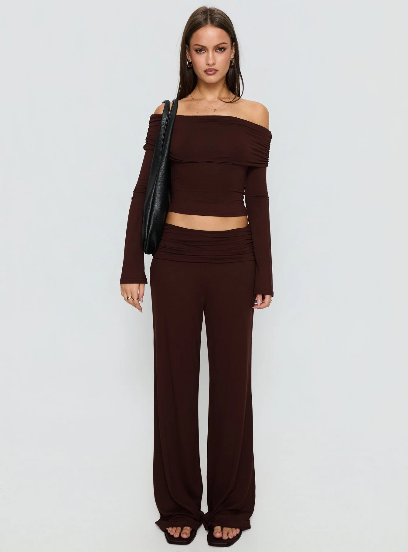 Fawne Ruched Folded Pants Brown - Image 7