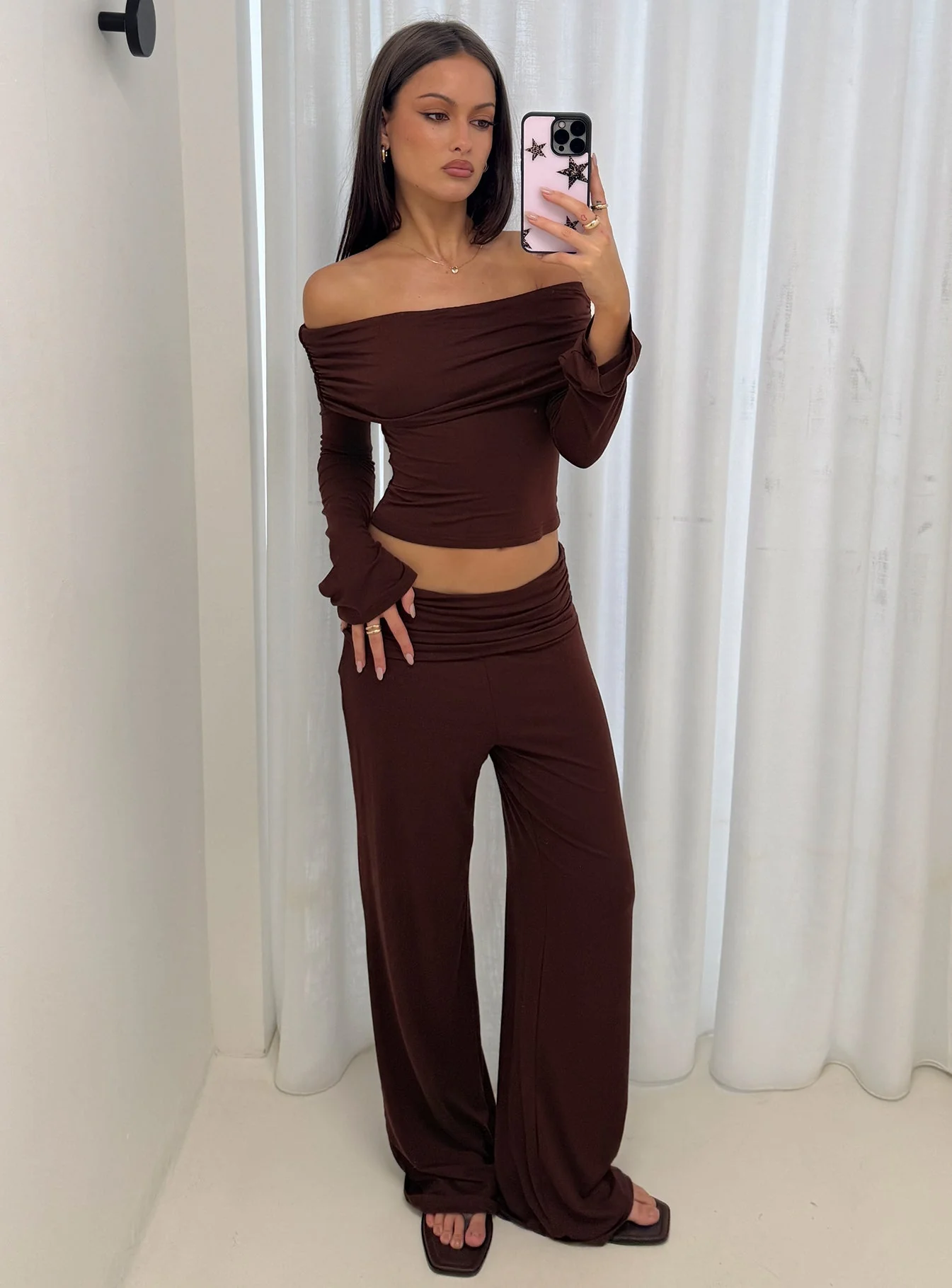 Fawne Ruched Folded Pants Brown - Image 8