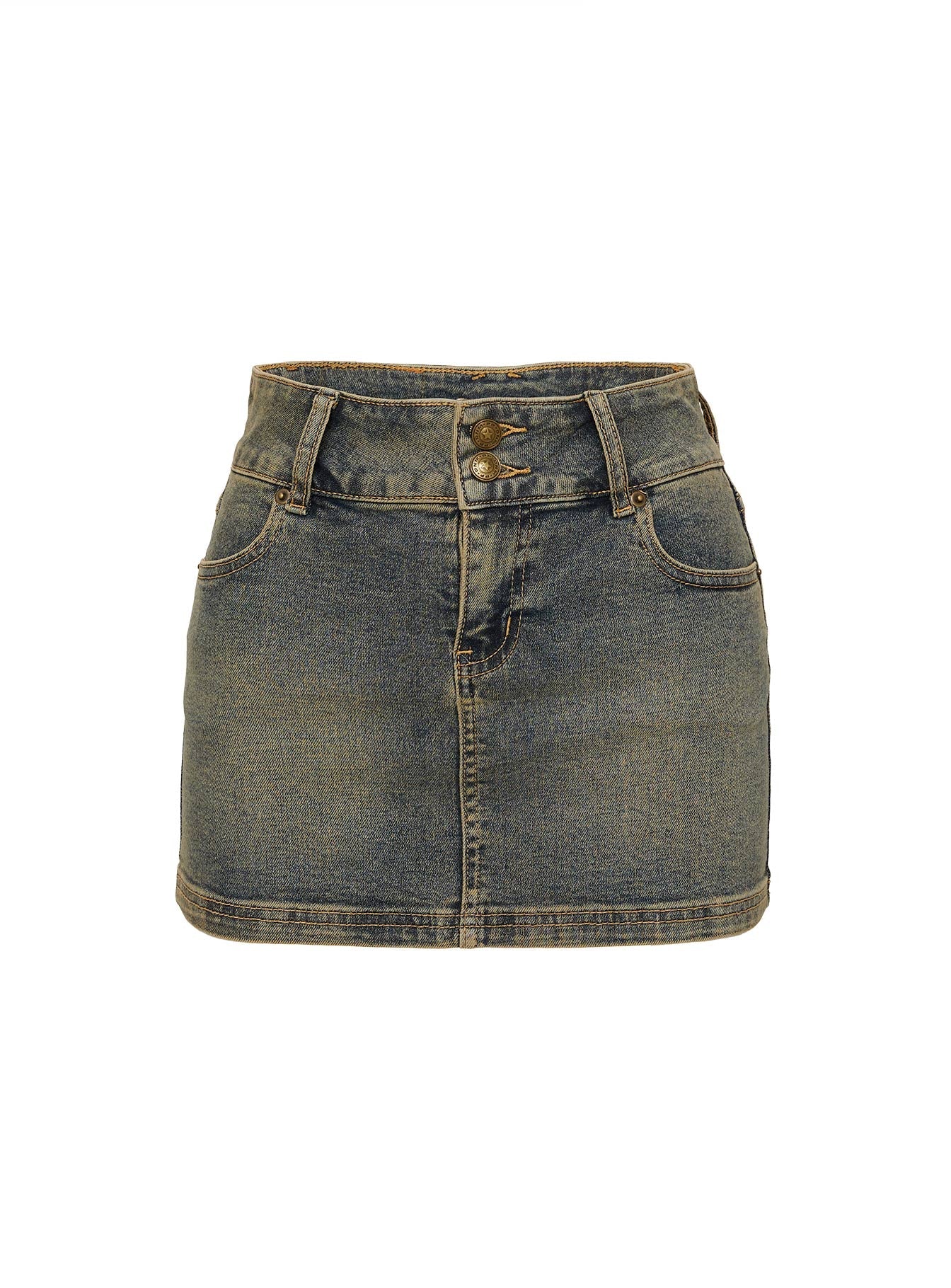 Faya Low Rise Denim Mini Skirt Antique Wash - Image 5