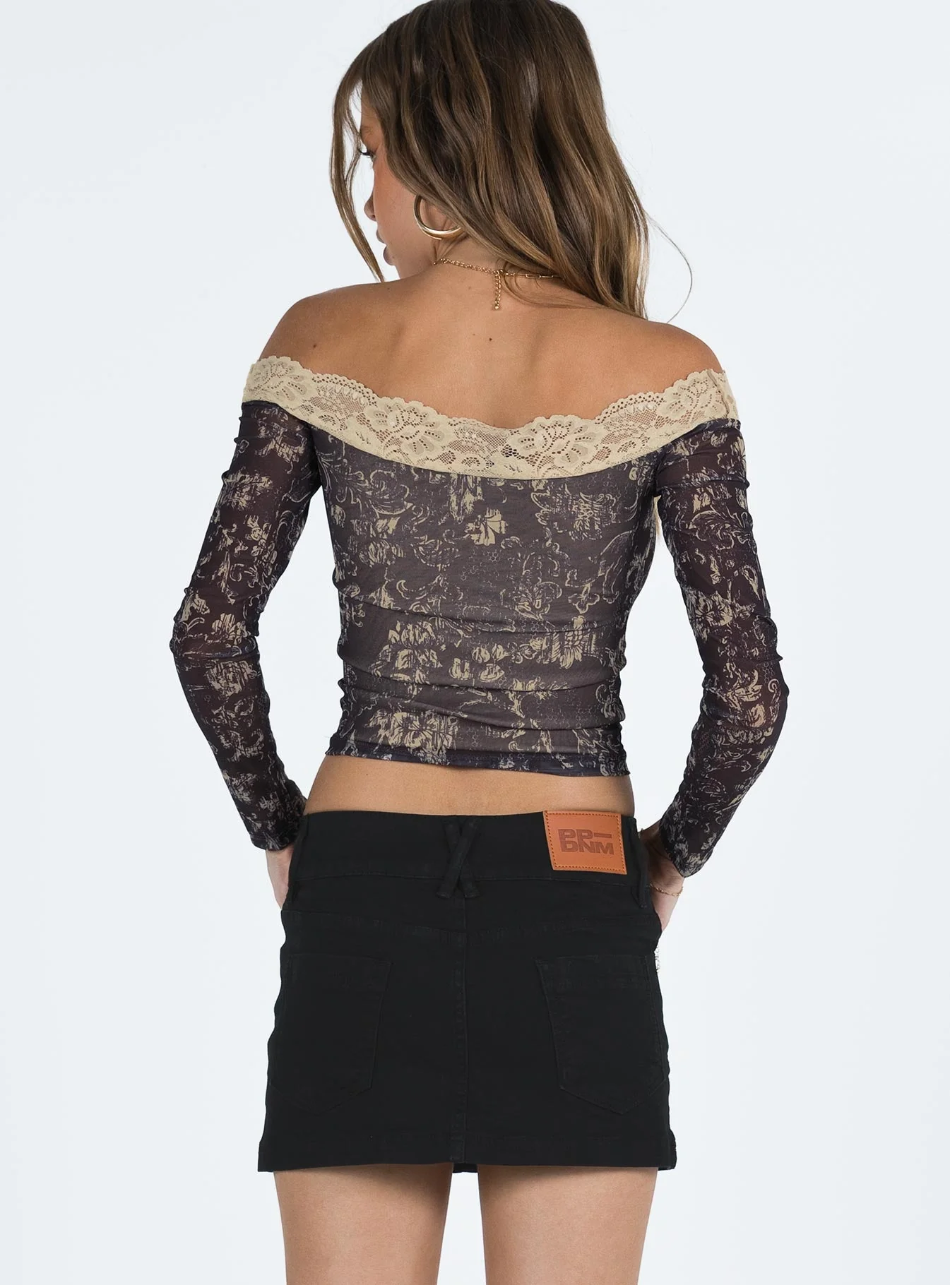 Faya Low Rise Denim Mini Skirt Black - Image 5