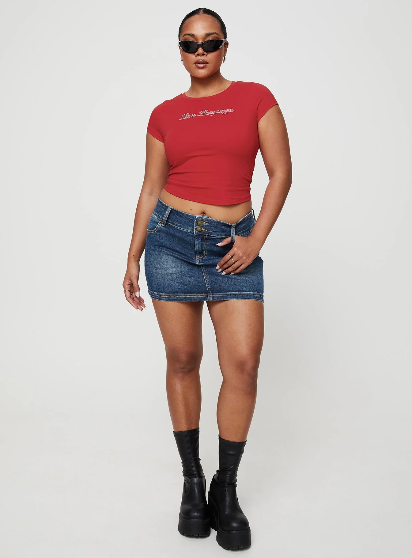 Faya Low Rise Mini Denim Skirt Vintage Dark Wash Tall - Image 7