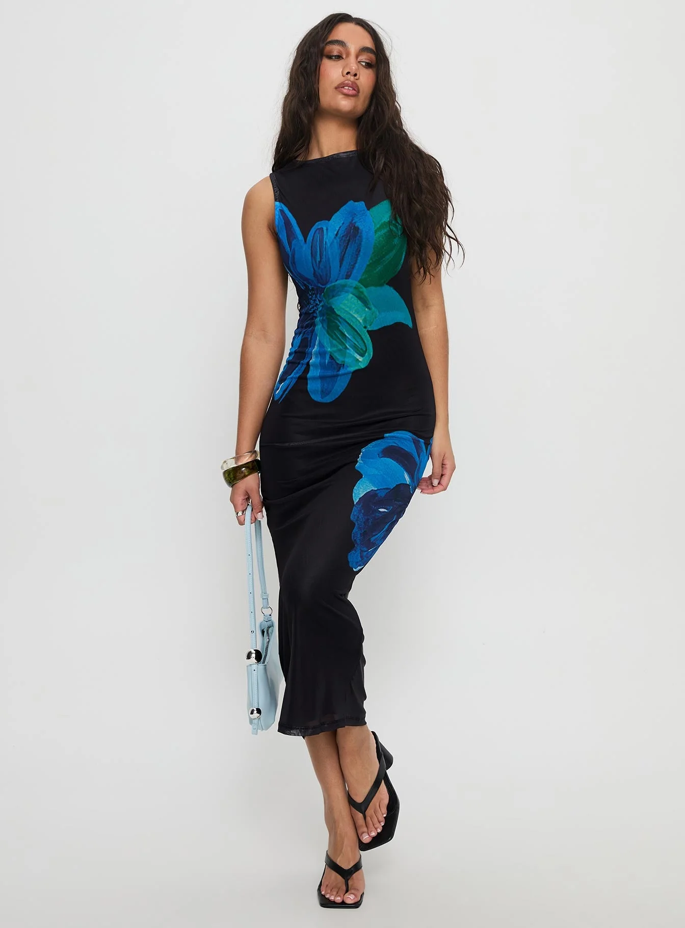 Fayola Maxi Dress Blue Floral - Image 3