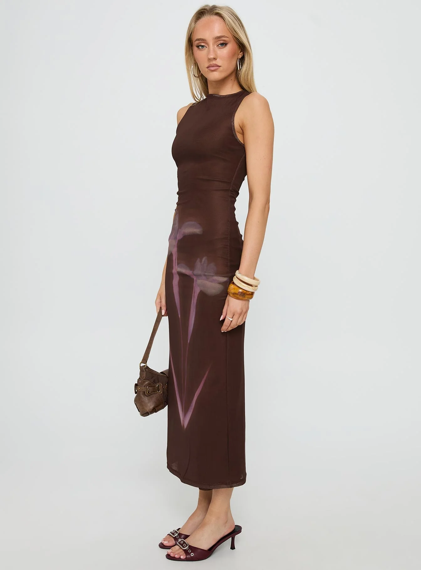 Fayola Maxi Dress Floral Brown - Image 3