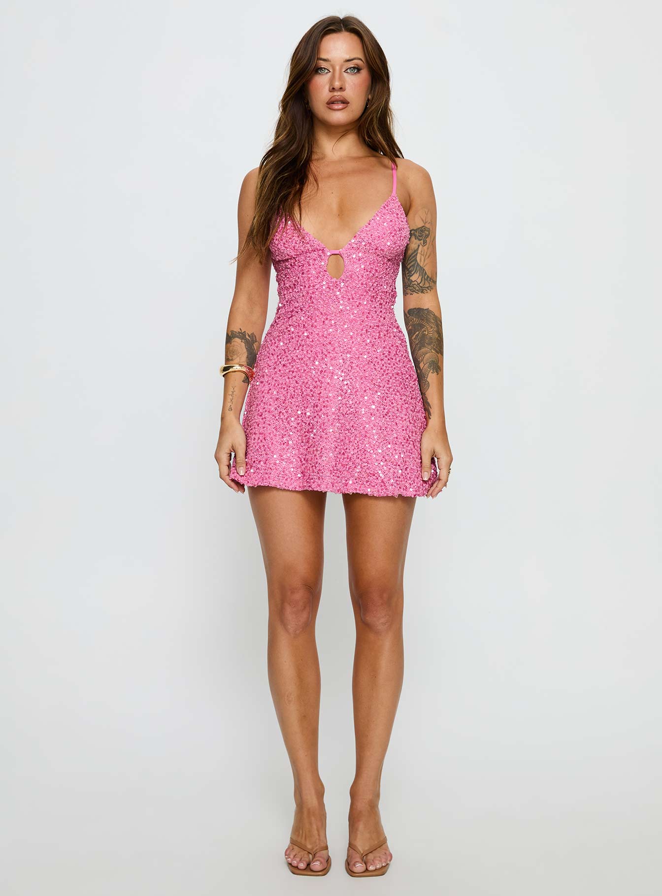 Feel The Vibrations Sequin Mini Dress Hot Pink - Image 7