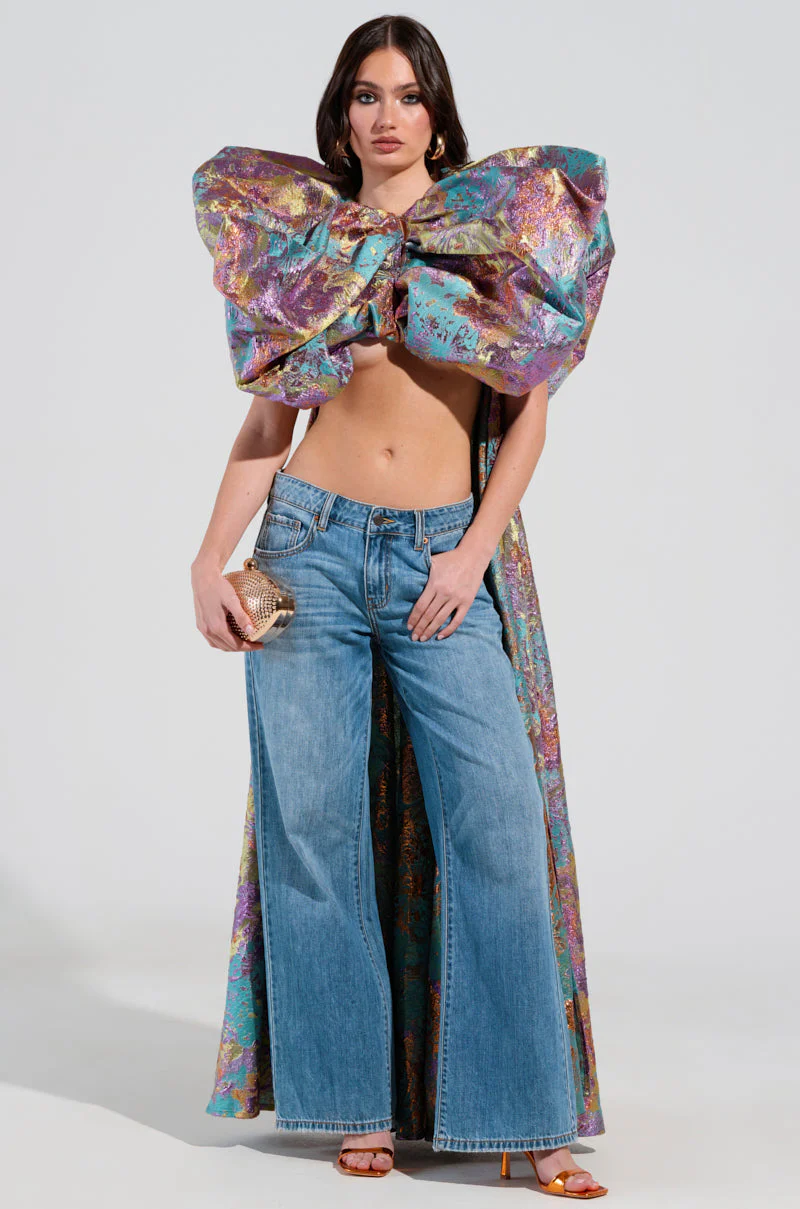FEELING HEAVENLY BROCADE SHORT SLEEVE BLOUSE - Image 2
