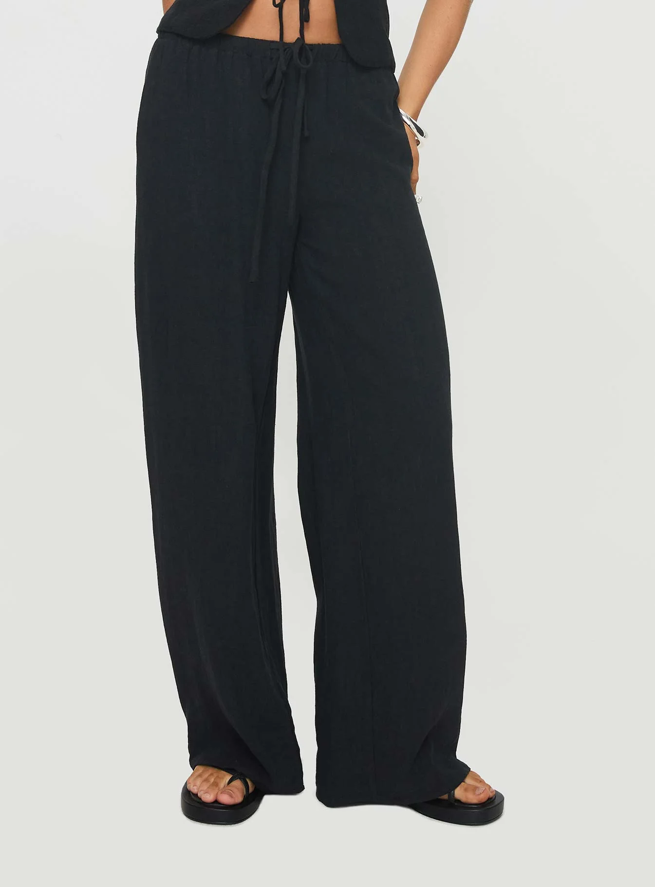Felipe Linen Blend Pants Black - Image 2