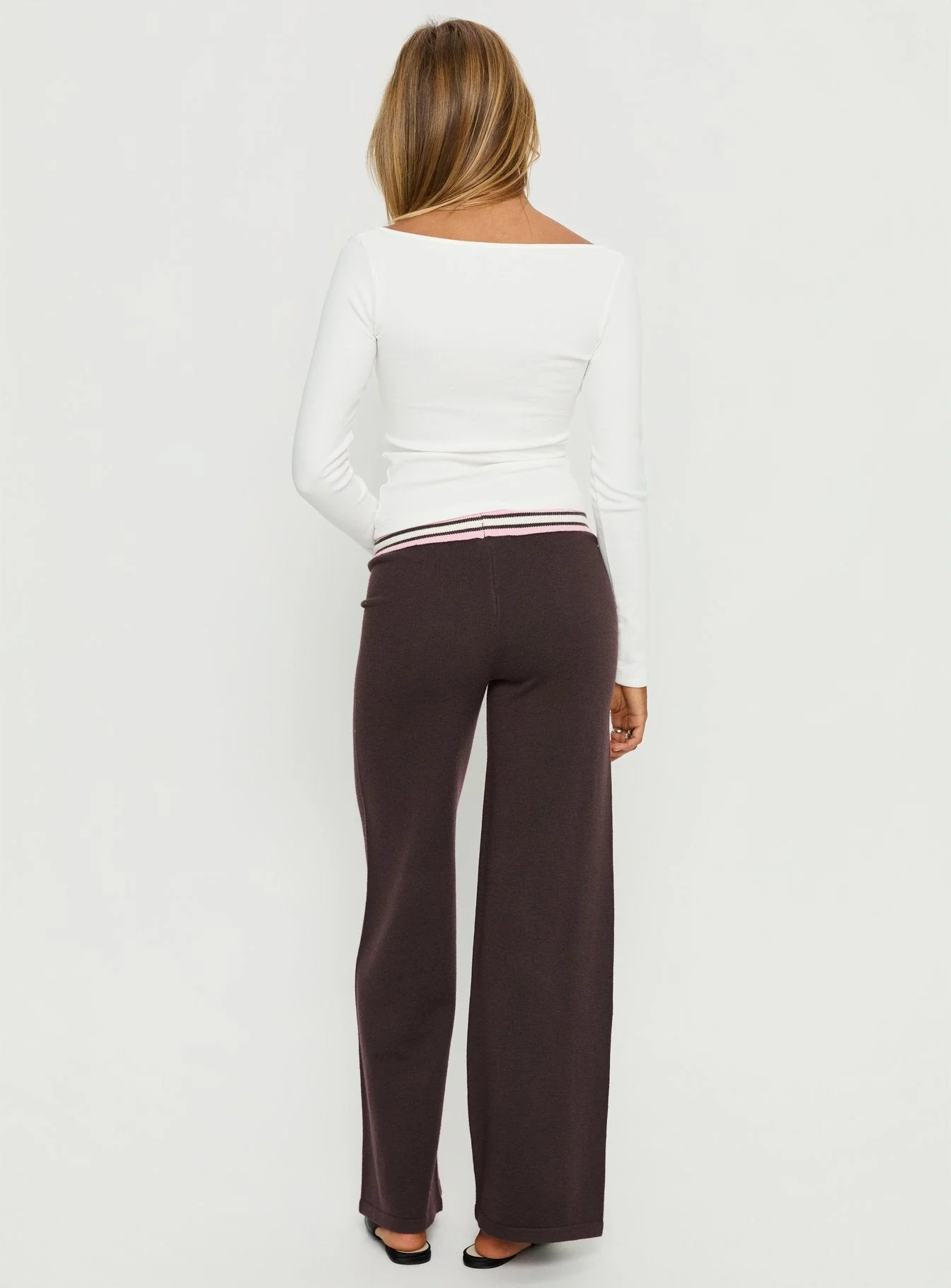 Felisha Low Waist Knit Pants Brown - Image 5