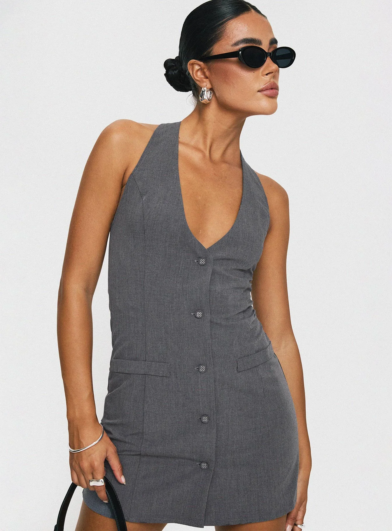 Fenny Mini Dress Grey Petite - Image 8