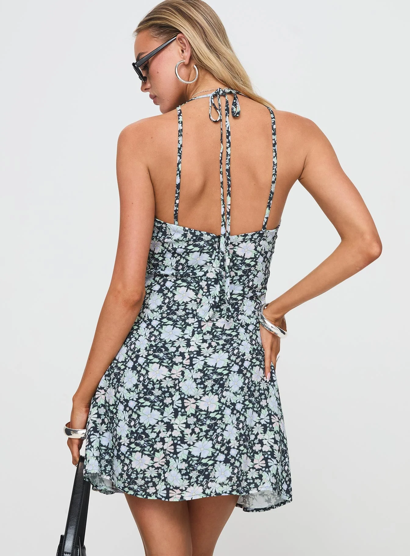 Fern Mini Dress Black / Blue Floral - Image 4