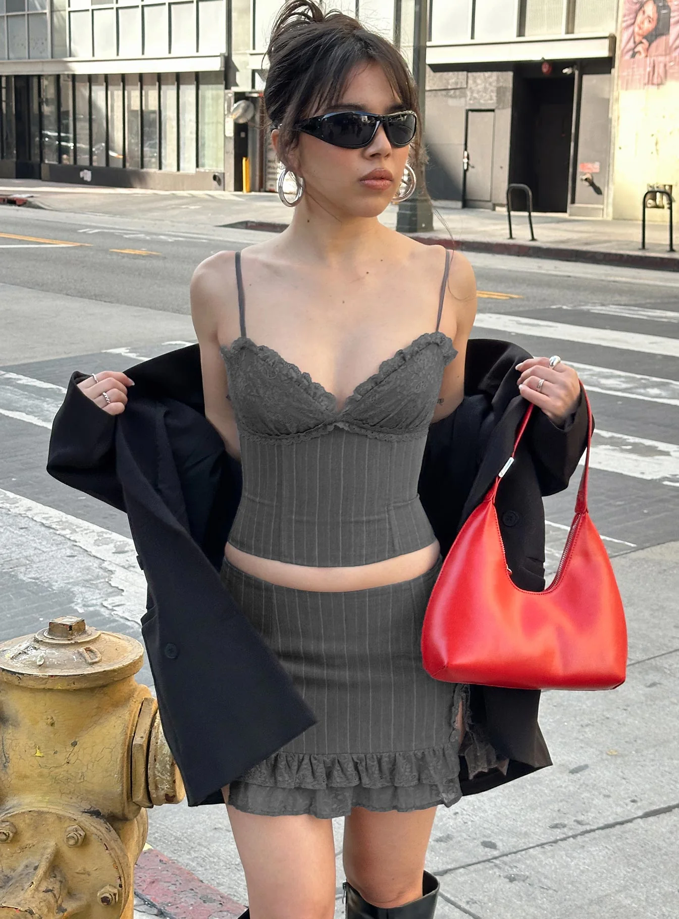 Ferran Corset Top Grey Pinstripe - Image 8