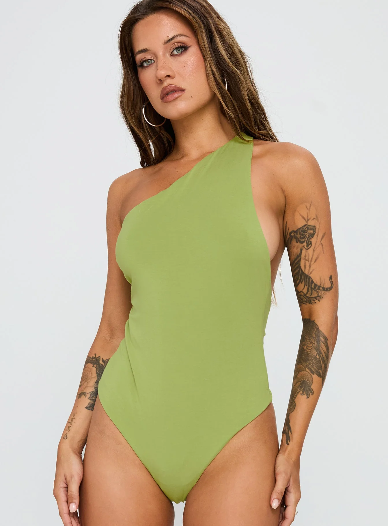 Ferrera One Shoulder Bodysuit Green - Image 6