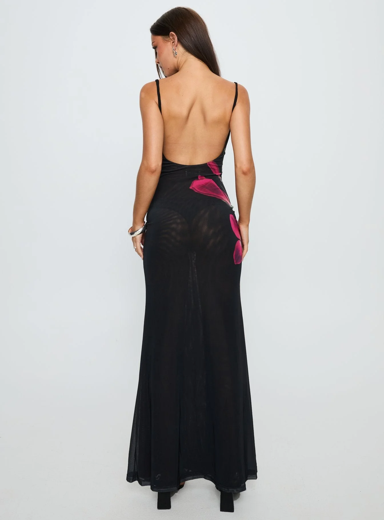 Fiadora Mesh Maxi Dress Black Floral - Image 5