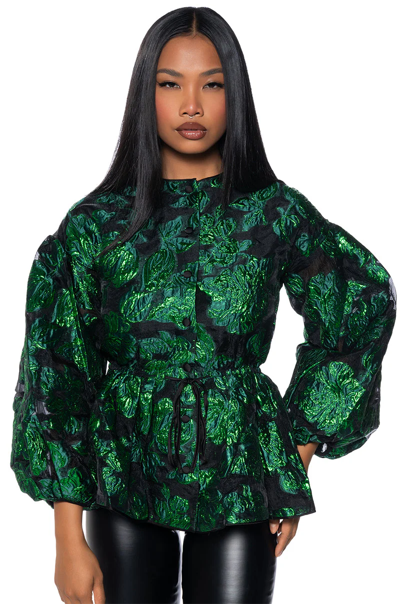 FIELD OF ROSES BROCADE BLOUSE - Image 2