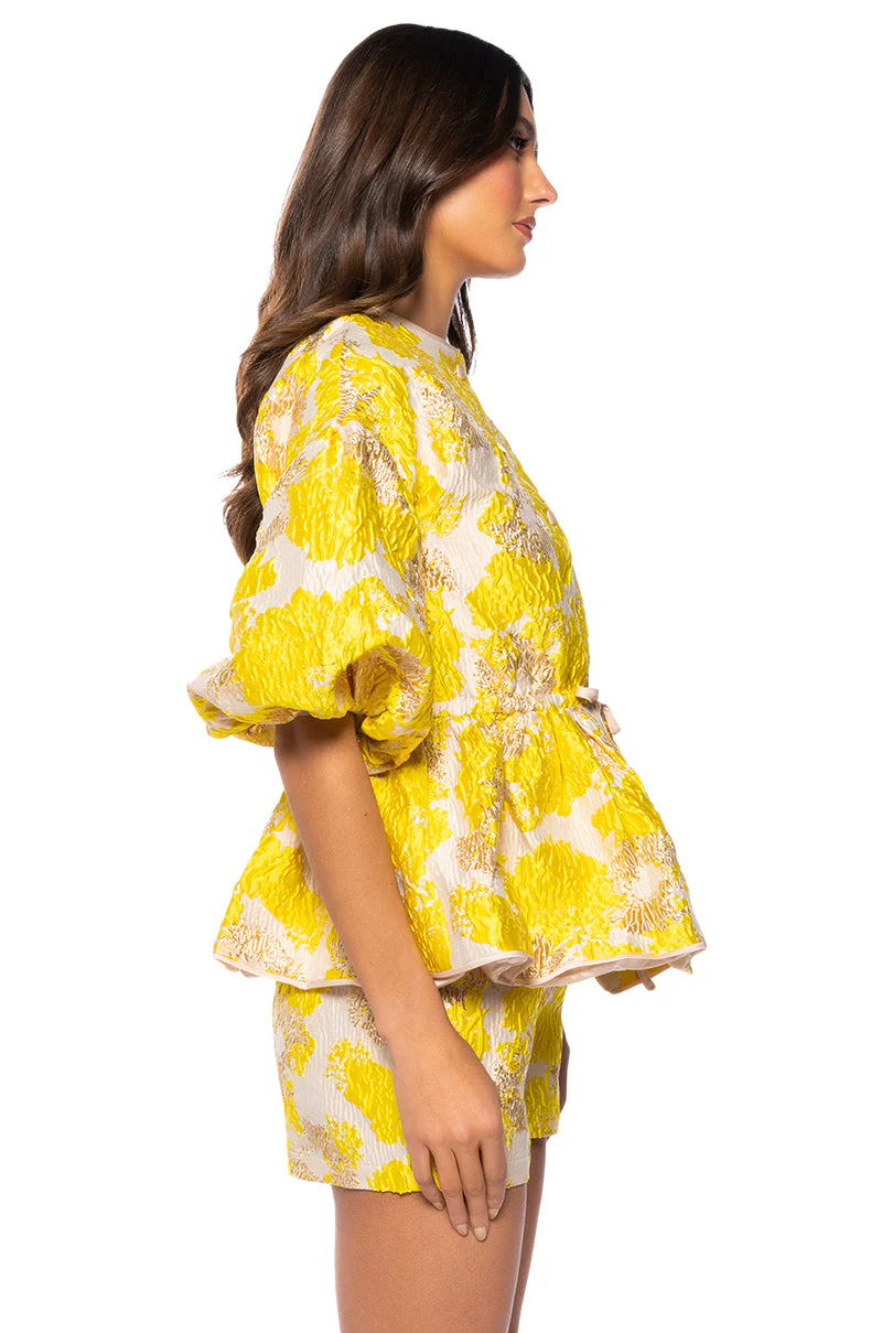 FIELD OF ROSES SHORT SLEEVE BROCADE BLOUSE - Image 3