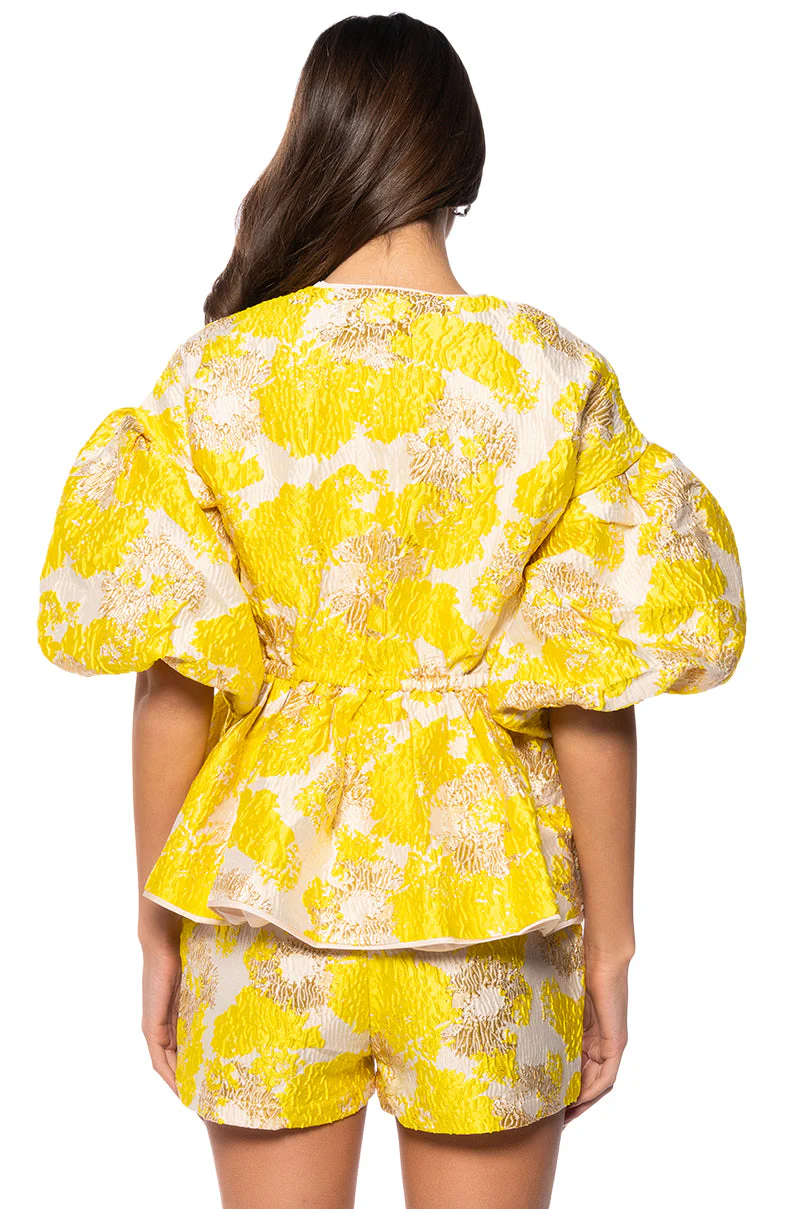 FIELD OF ROSES SHORT SLEEVE BROCADE BLOUSE - Image 4
