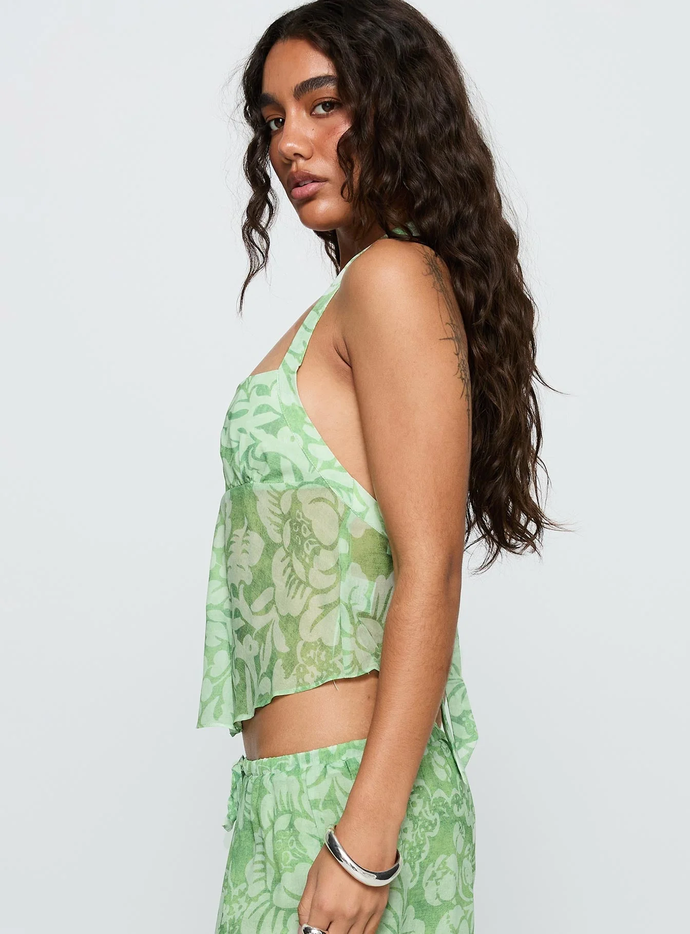 Finesse Halter Top Green Floral - Image 4