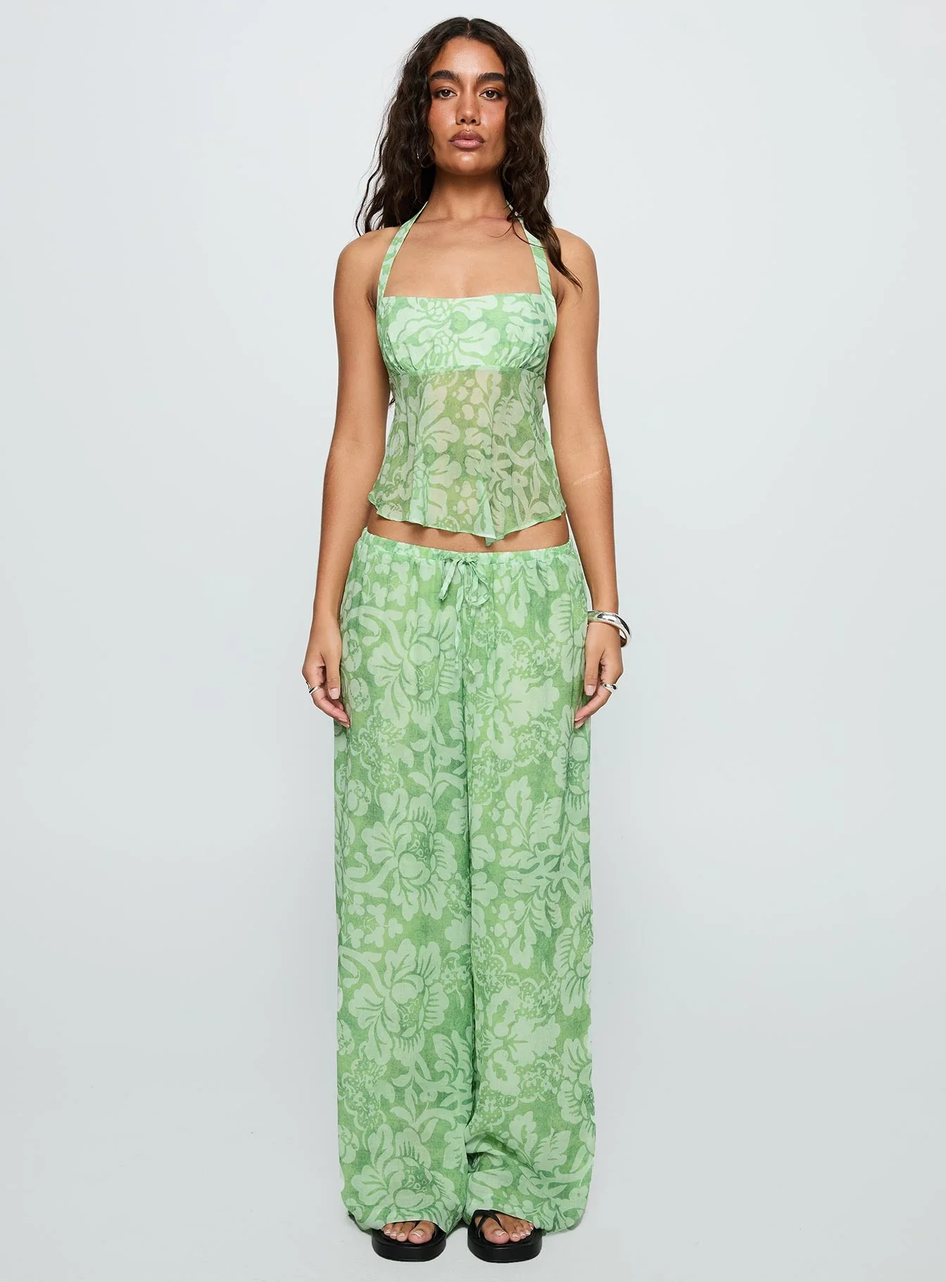 Finesse Halter Top Green Floral - Image 7