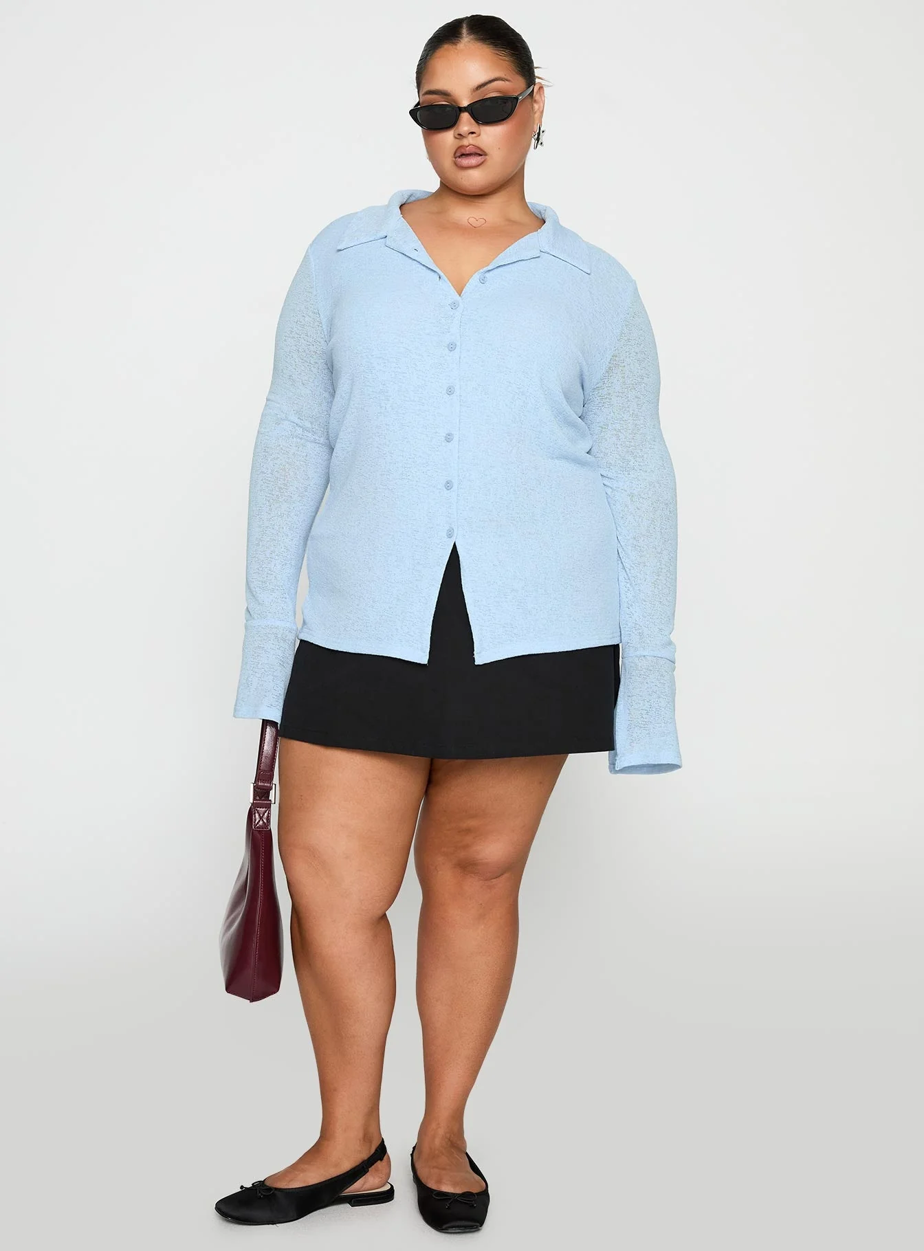 Finnean Long Sleeve Top Pale Blue Curve - Image 2