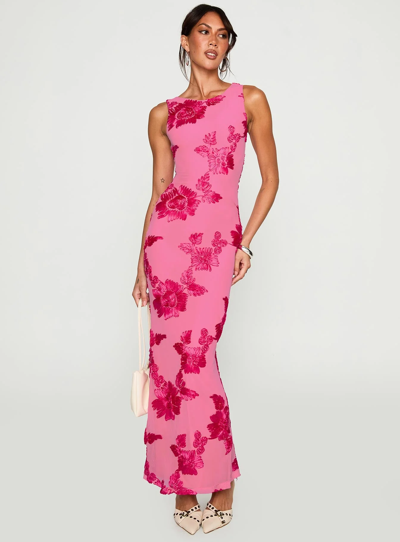Fionna Floral Maxi Dress Pink - Image 2