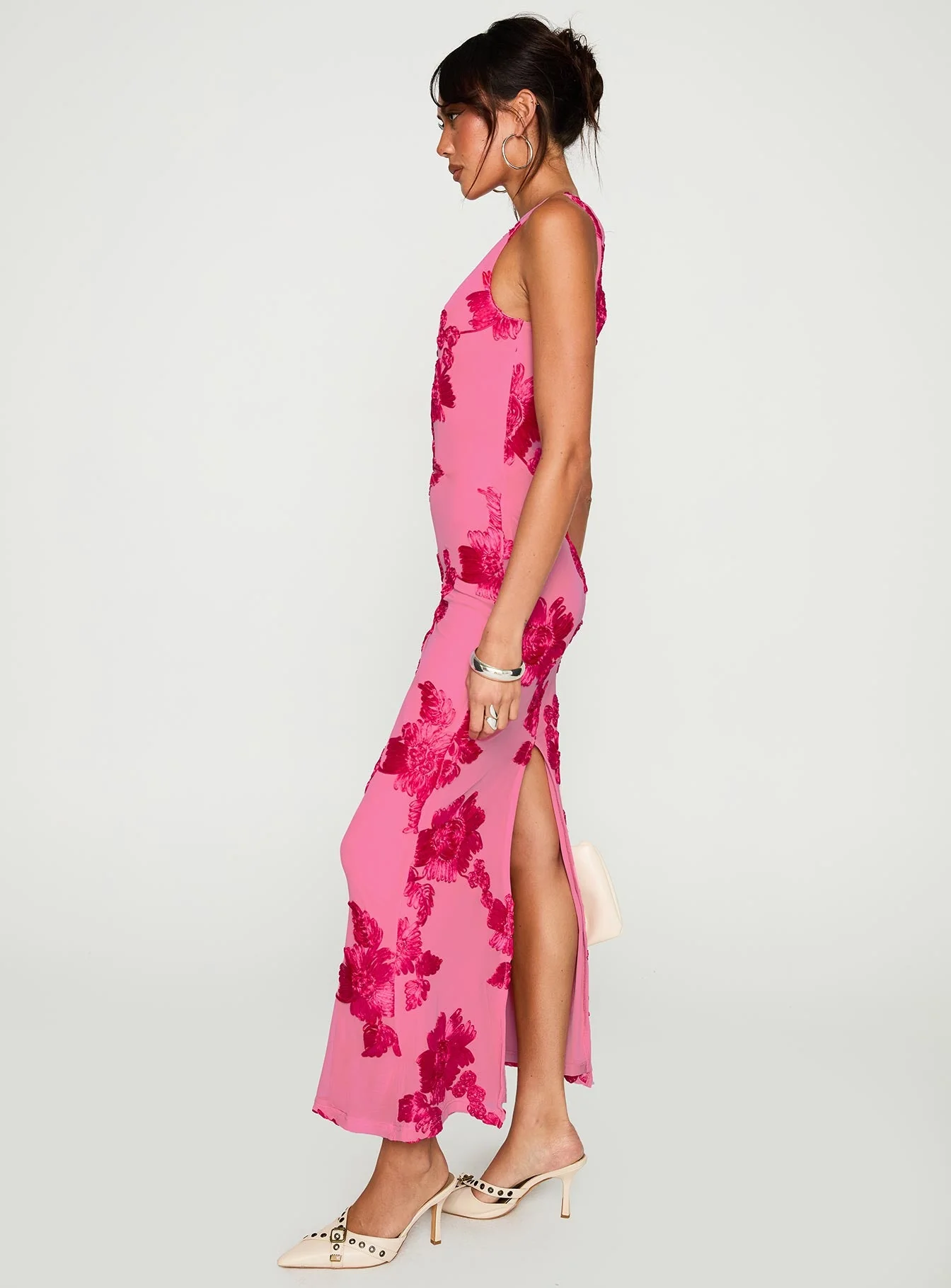 Fionna Floral Maxi Dress Pink - Image 3