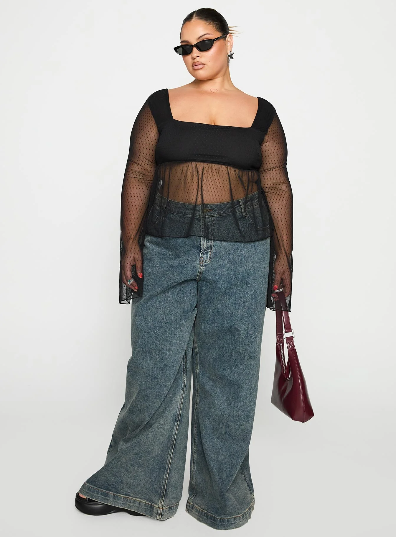 Fiorello Long Sleeve Top Black Curve - Image 2
