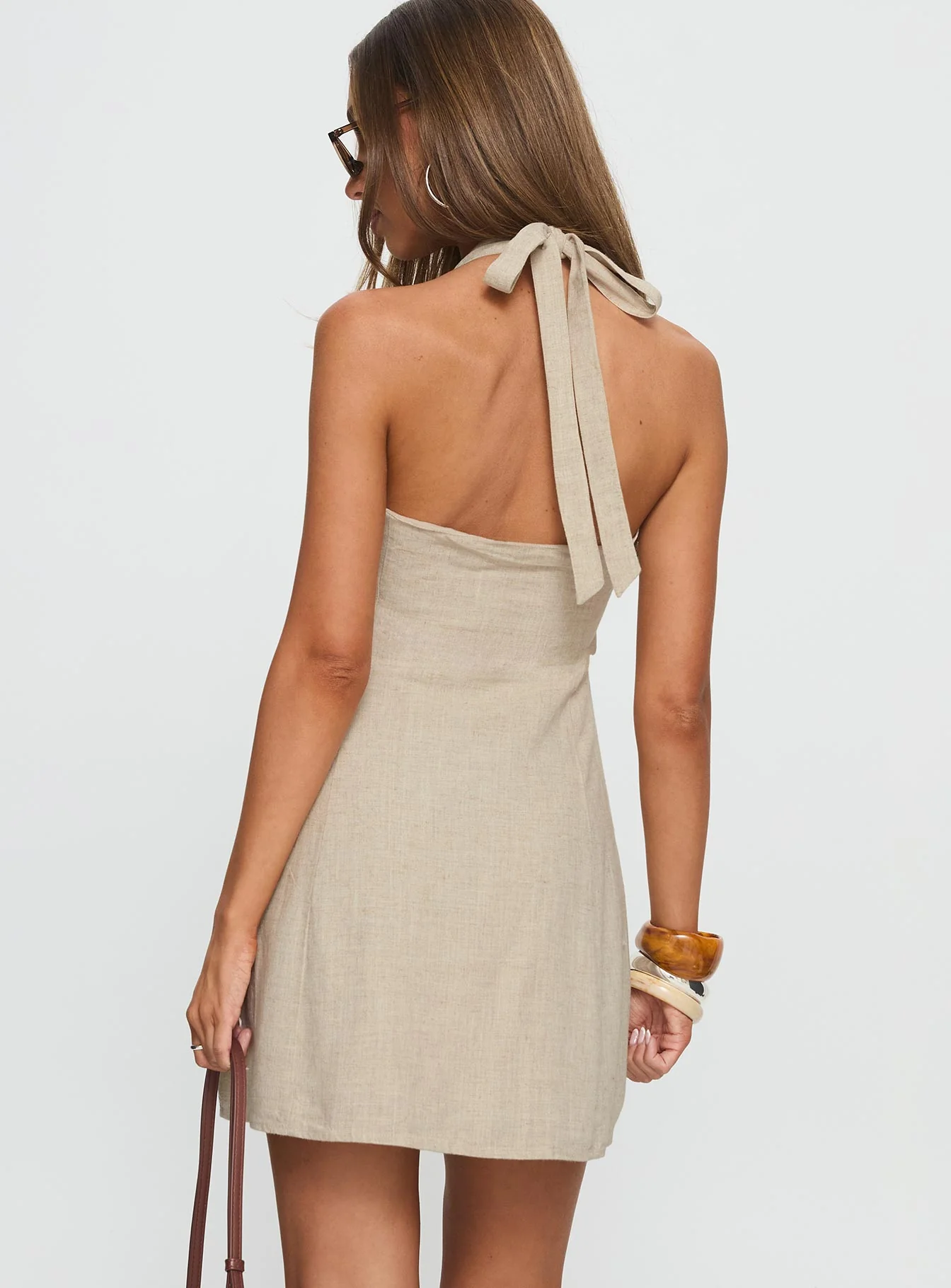 Florelli Halter Mini Dress Oat - Image 4