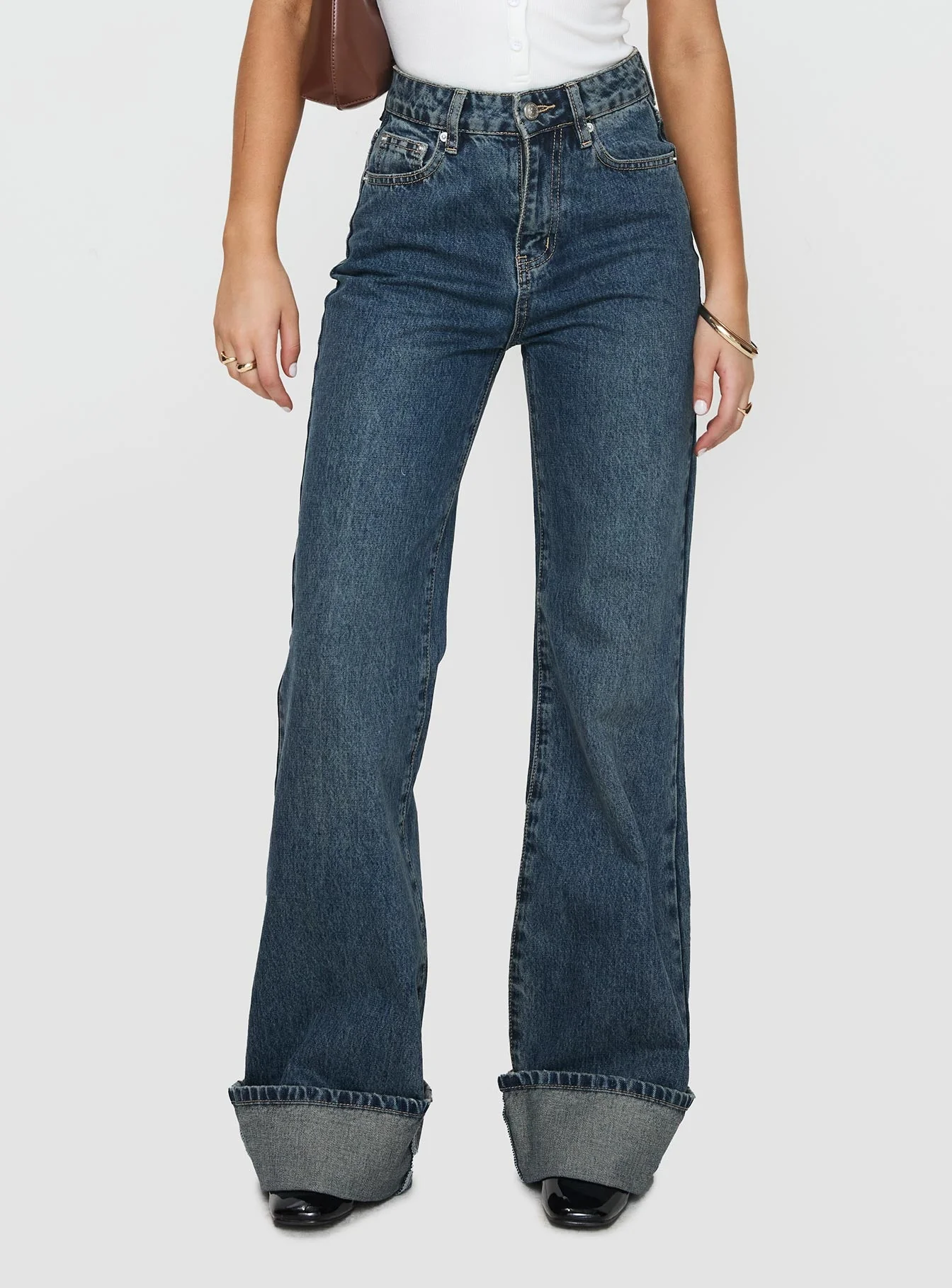 Florida Keys Mid Rise Straight Leg Cuffed Jeans Mid Blue - Image 2