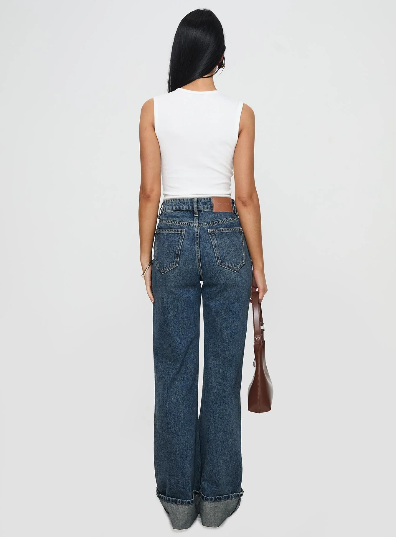 Florida Keys Mid Rise Straight Leg Cuffed Jeans Mid Blue - Image 5