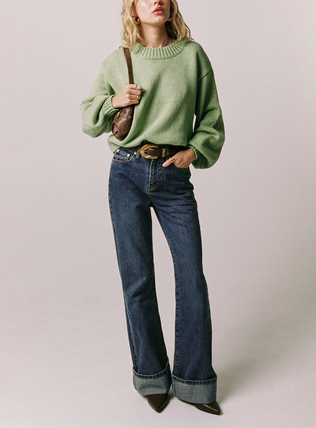 Florida Keys Mid Rise Straight Leg Cuffed Jeans Mid Blue - Image 8