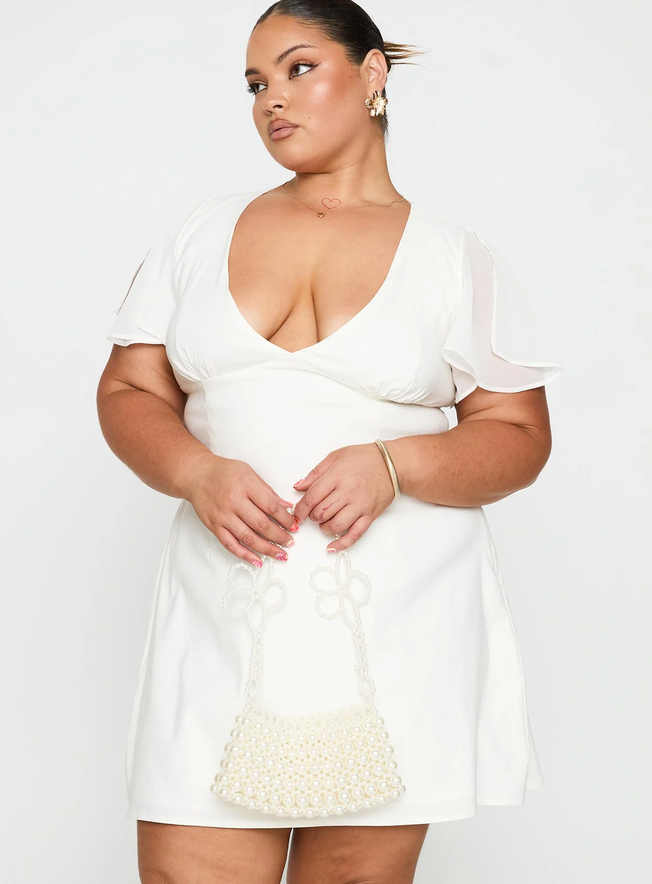 Florie Corset Mini Dress White Curve - Image 2