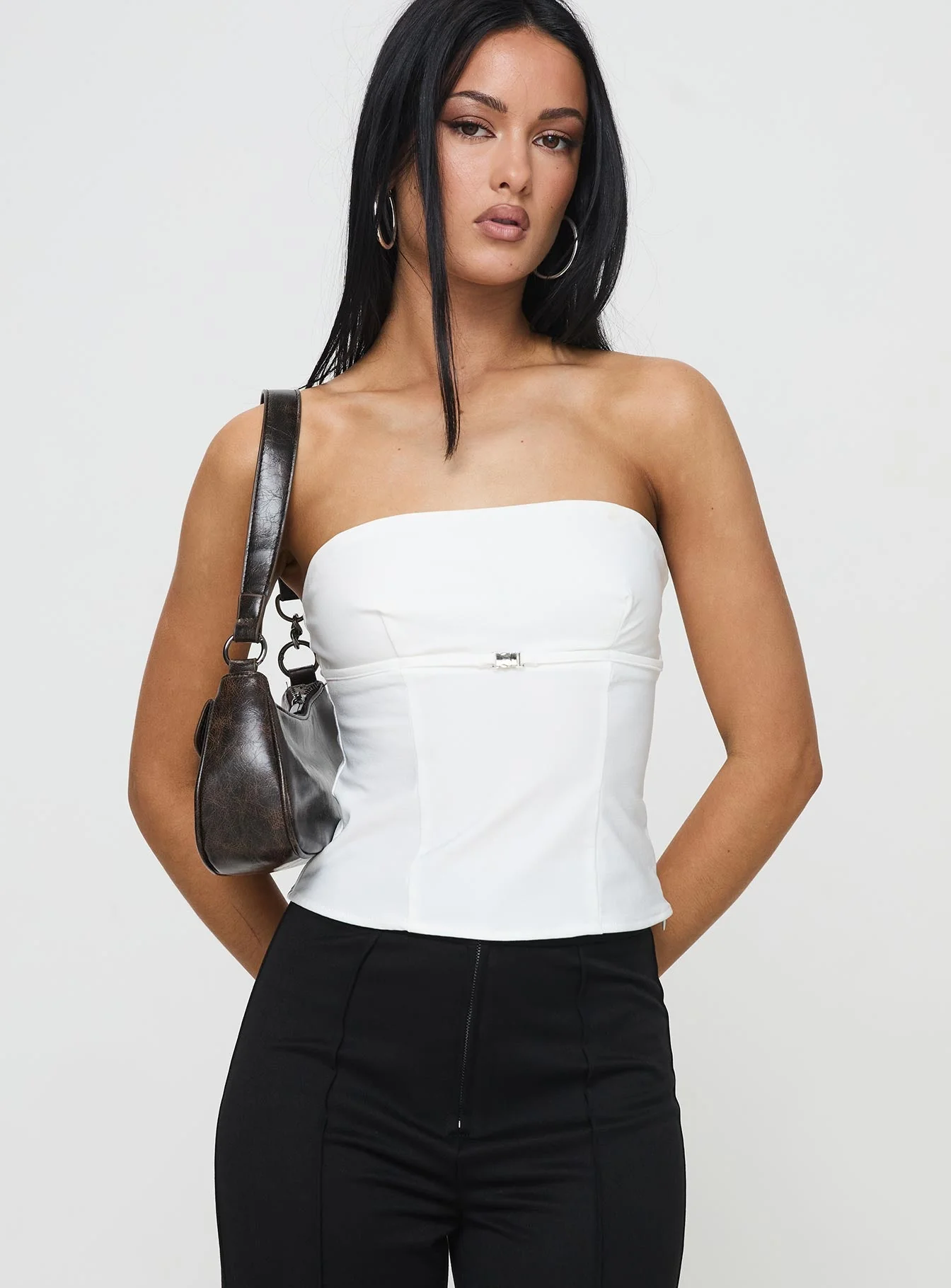 Flounce Strapless Top White - Image 2