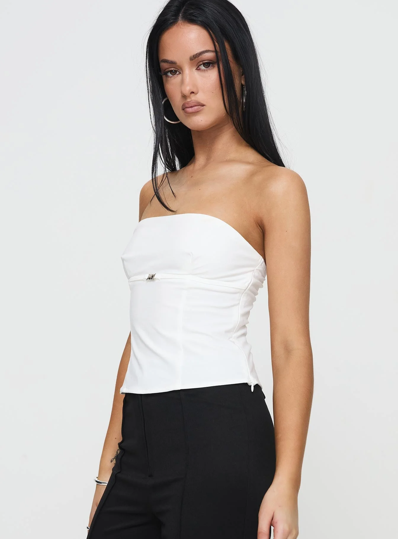 Flounce Strapless Top White - Image 4