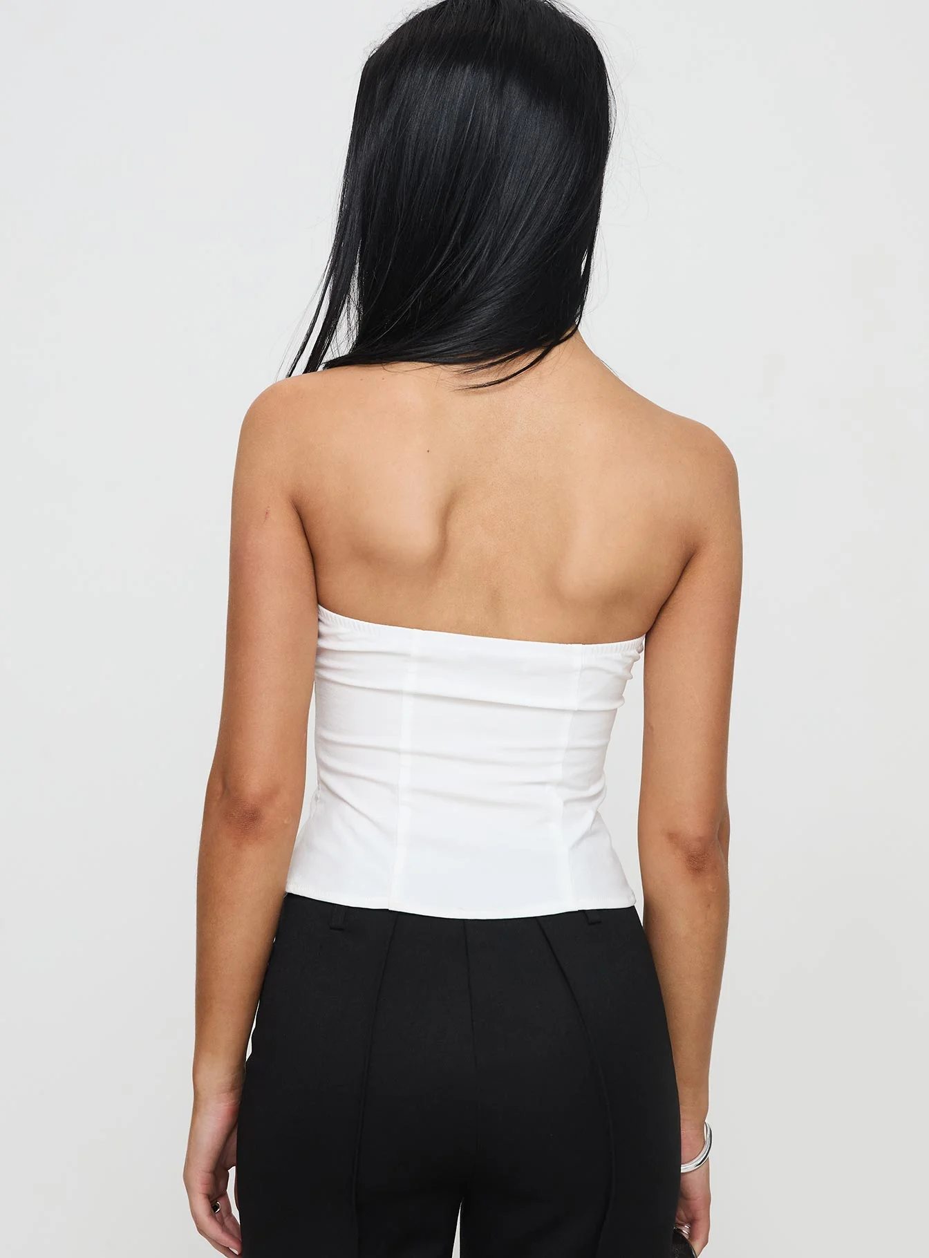 Flounce Strapless Top White - Image 5
