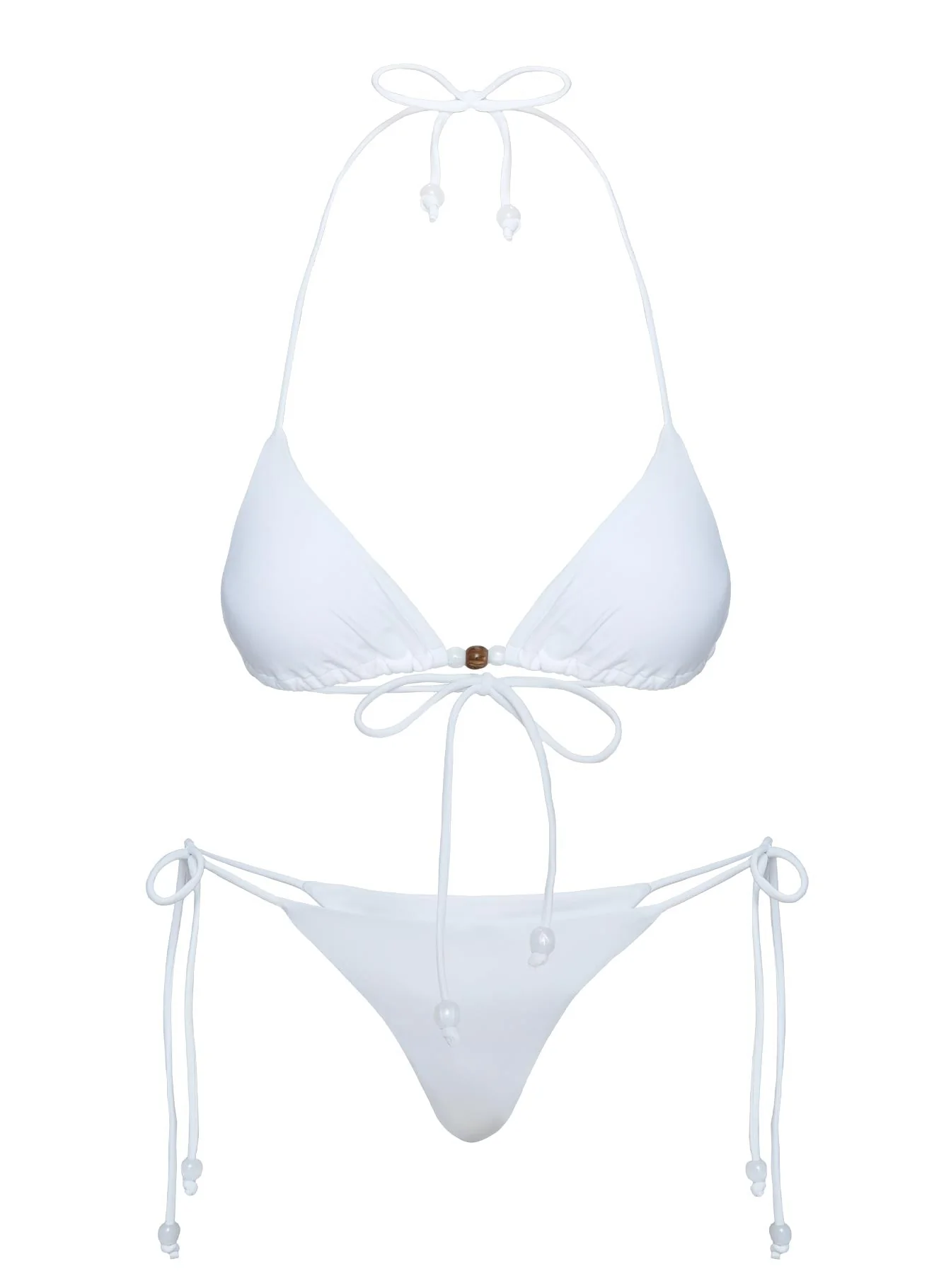 Flounder Bead Detail Triangle Bikini Top White - Image 5