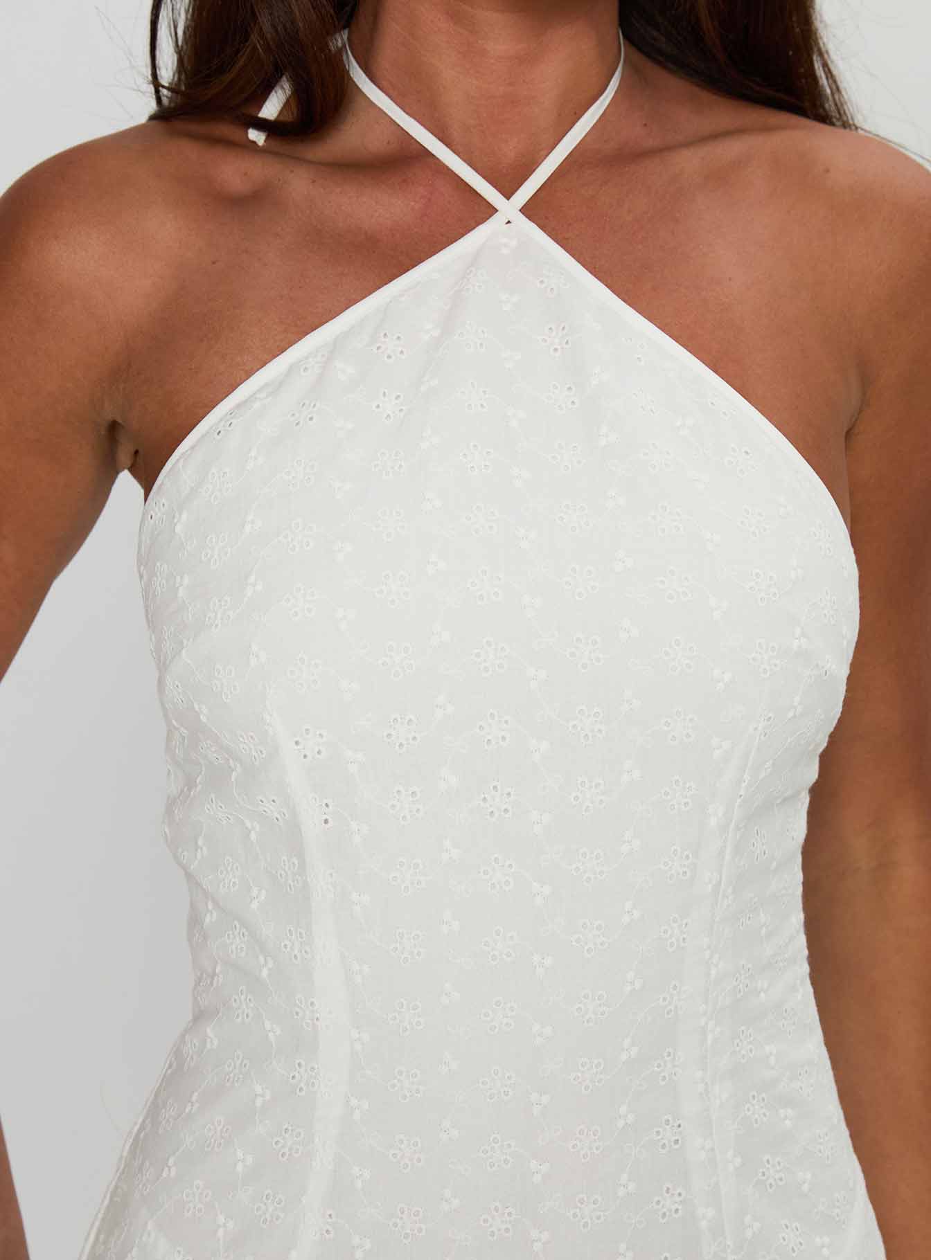 Flowerchild Halter Mini Dress White - Image 5