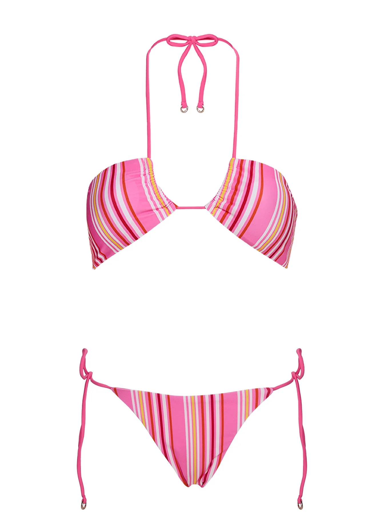 Fluera High Side Tie Bikini Bottoms Pink Stripe - Image 6