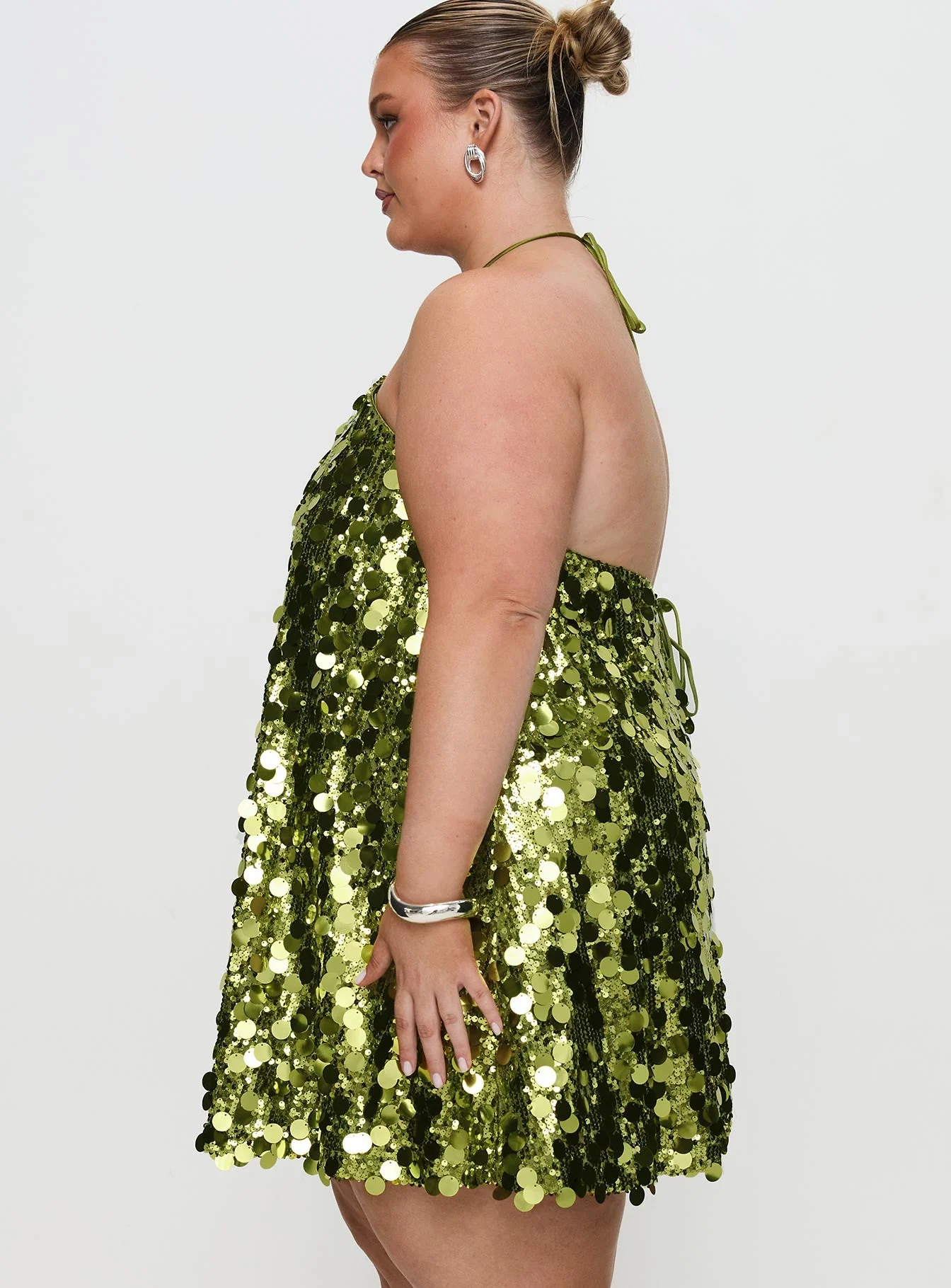 Fluorescents Halter Mini Dress Green Curve - Image 4
