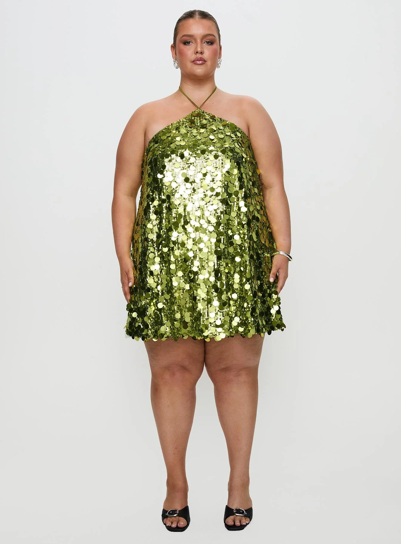 Fluorescents Halter Mini Dress Green Curve - Image 7