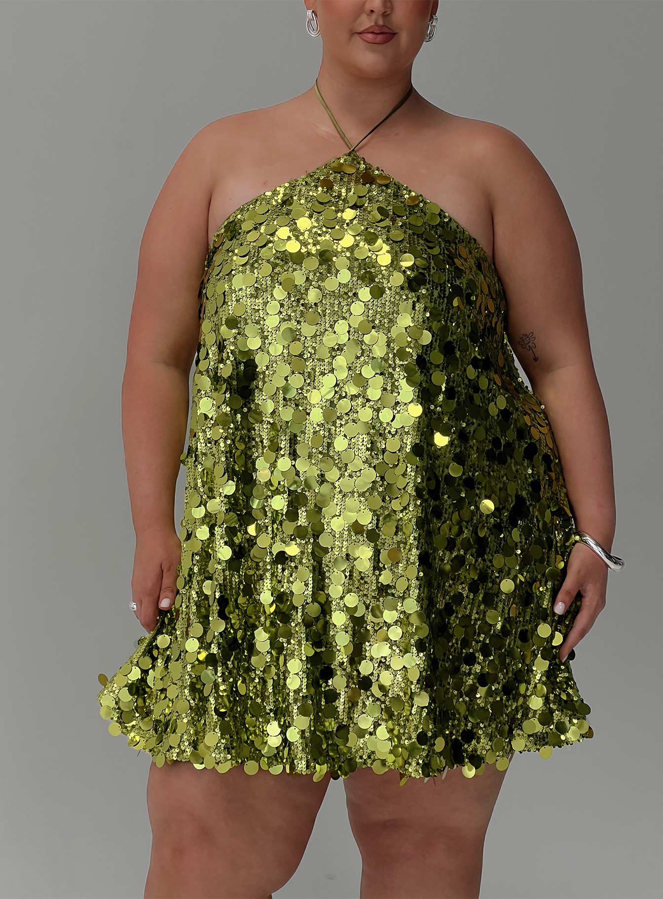 Fluorescents Halter Mini Dress Green Curve - Image 8