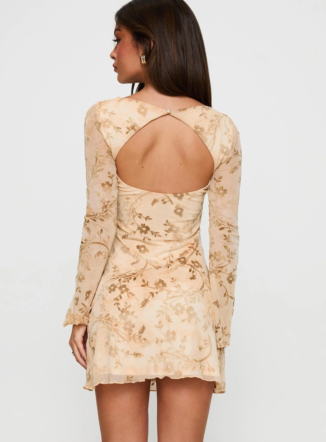 Folklore Long Sleeve Mini Dress Cream - Image 5