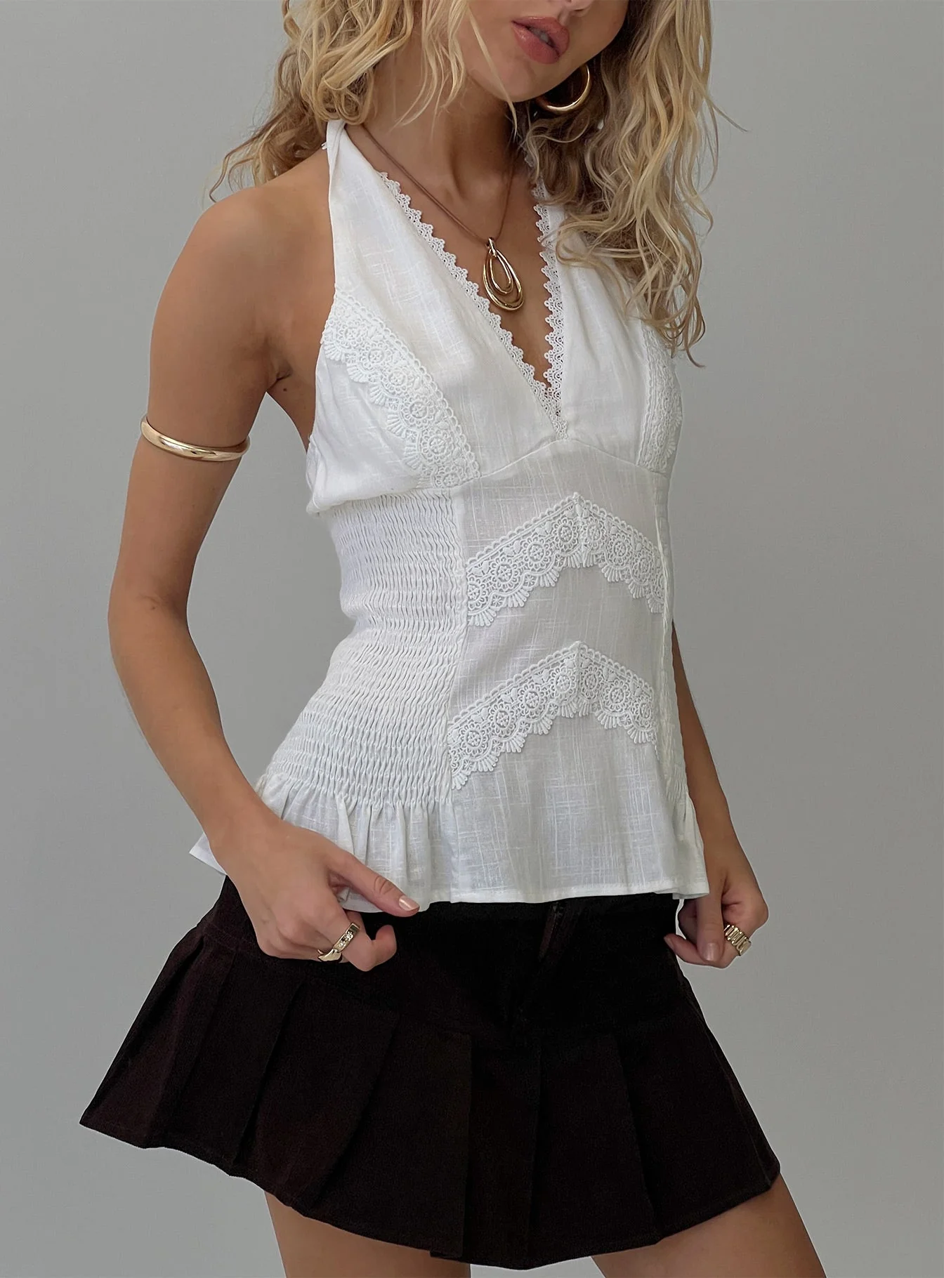 Follow Through Lace Trim Cami Top White - Image 8