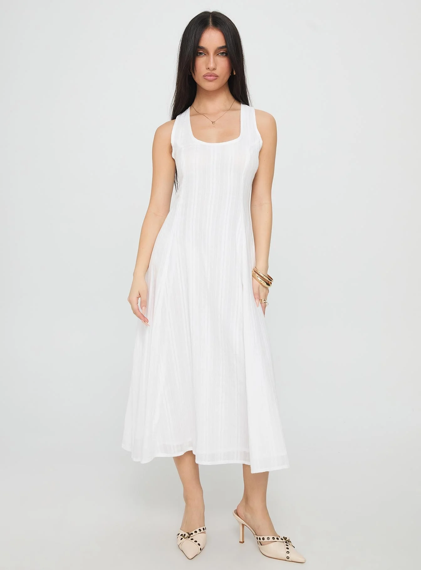 Forever Loved Panelled Midi Dress White - Image 7